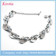 Adjustable stretch bracelet bling sliver chain bracelets blue crystal stone bracelet for ladies